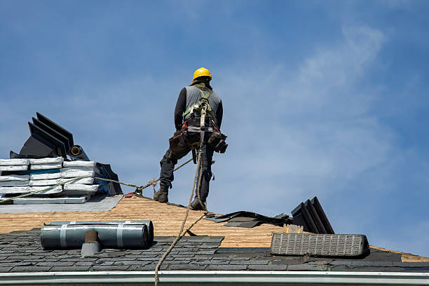 Professional Roof Replacement technician working in Hankins, NY